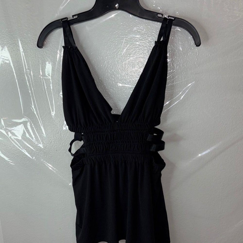 Black Sleeveless Dress with Cutout Details